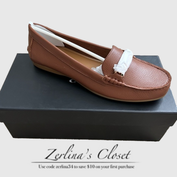 Coach Shoes - NIB Coach Olive Pebble Grain Leather Loafer Saddle Brown 9.5 M